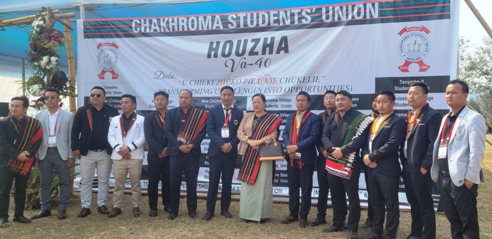 Minister Salhoutuonuo Kruse and others during inaugural session of CSU at Tsiepama on March 15. (Morung Photo)